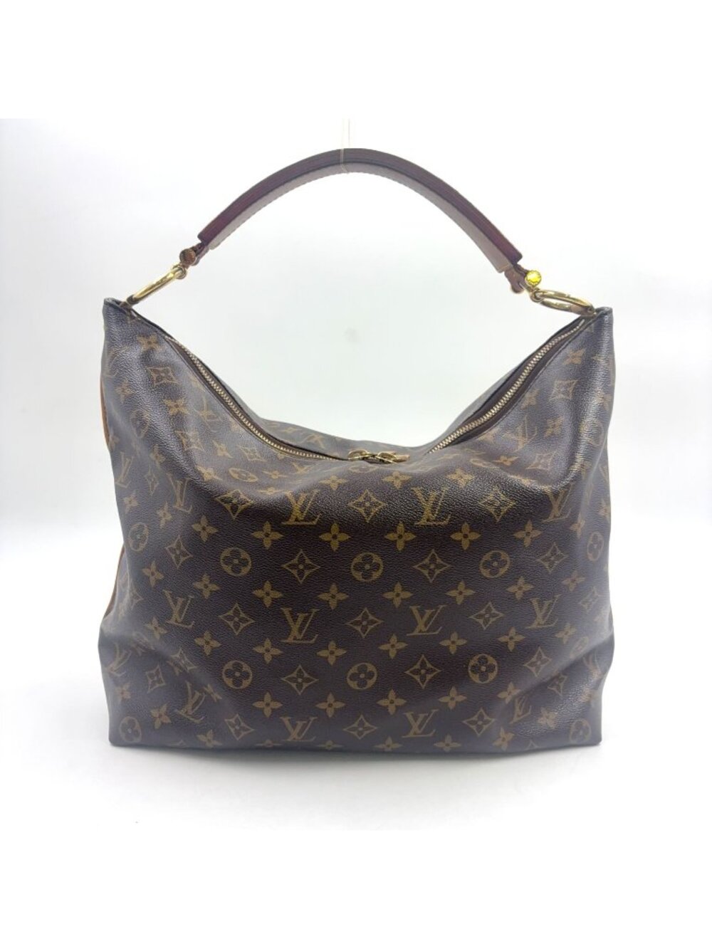Louis Vuitton Sully MM Monogram Leather Brown Light Shoulder Bag Gold
